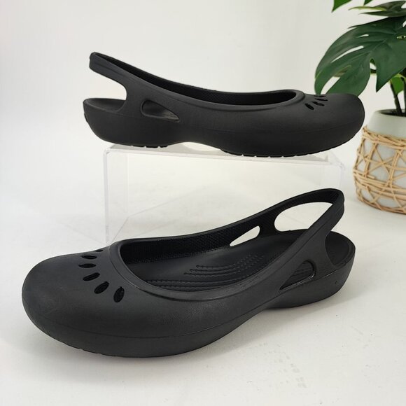Crocs Women's Kadee Black Rubber Ballet  Slip On Flat Size 9 - Picture 1 of 9